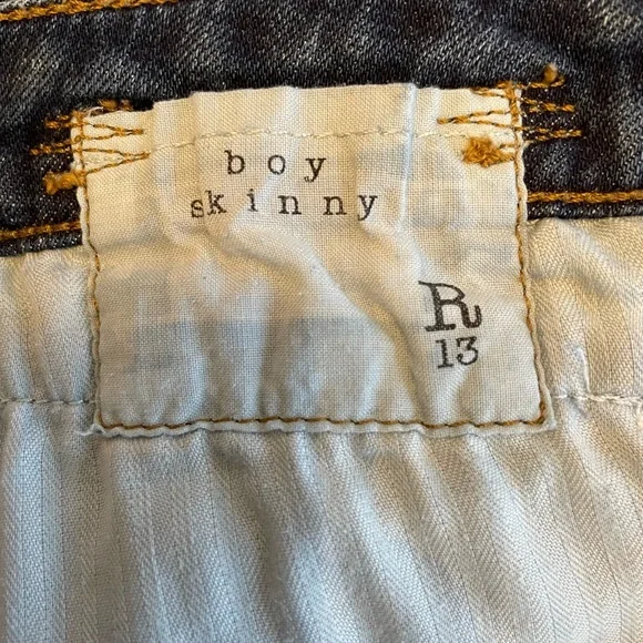 R13 Boy Skinny Jeans - 25washed in cold/hung to drycolor is vintage dark